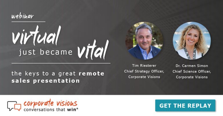 Virtual Just Became Vital presented by Tim Riesterer and Dr. Carmen Simon - Webinar cover