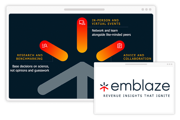 Two browser tabs, a small one contains Emblaze's logo and the big one contains a screenshot