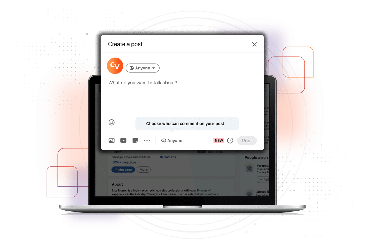 A laptop with a text editor popping out of the laptop's screen