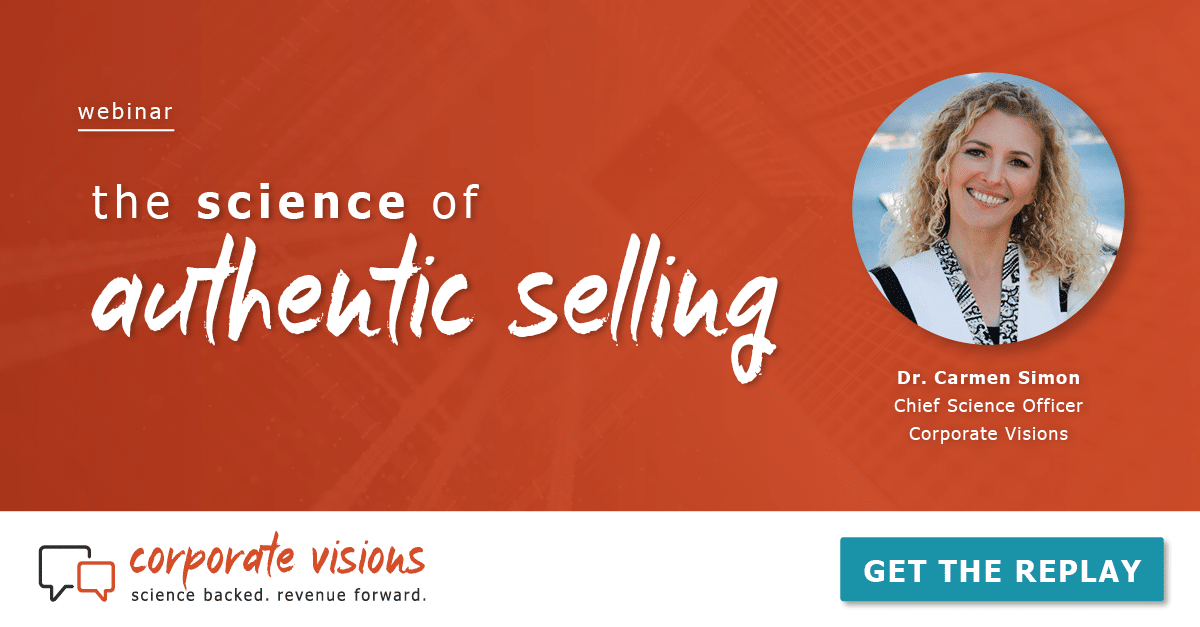 The Science of Authentic Selling Presented by Dr.Carmen Simon - Webinar cover