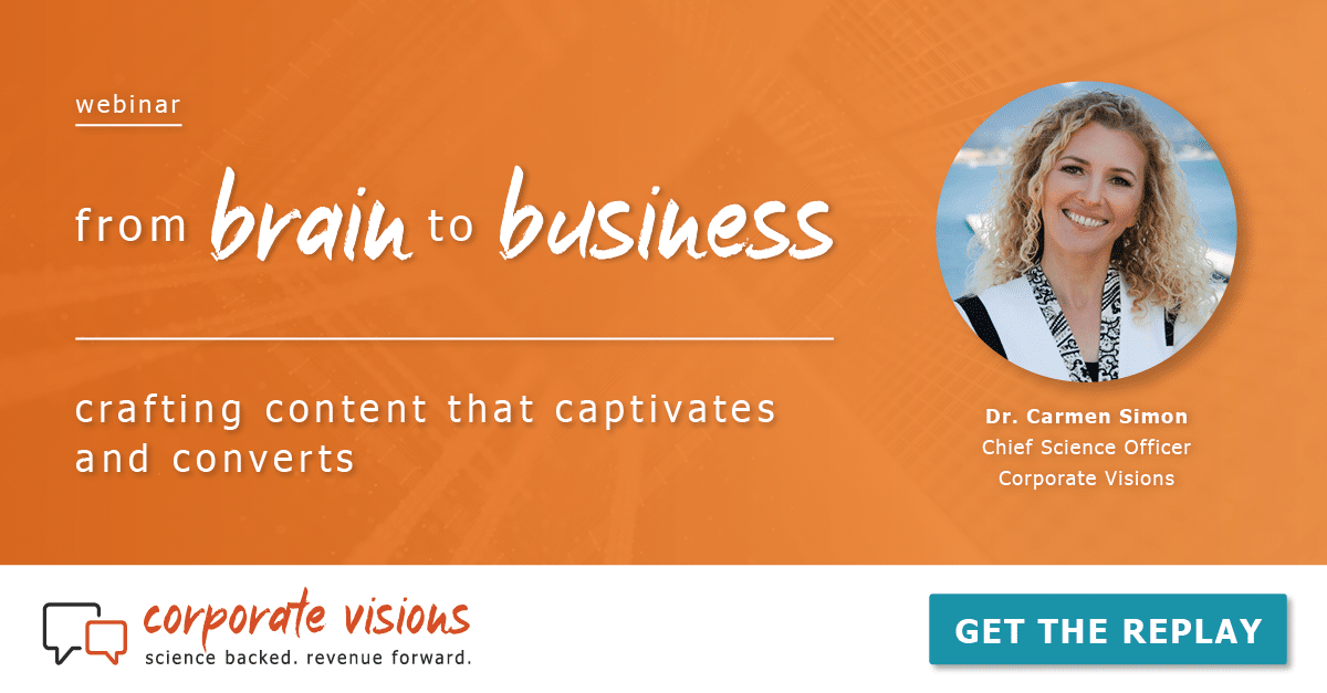 From Brain to Business presented by Dr. Carmen Simon - Webinar cover