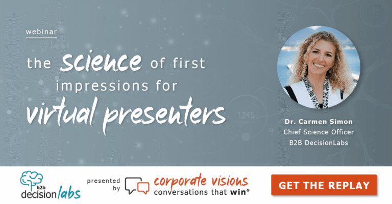 The Science of First Impressions for Virtual Presenters presented by Dr. Carmen Simon - Webinar cover