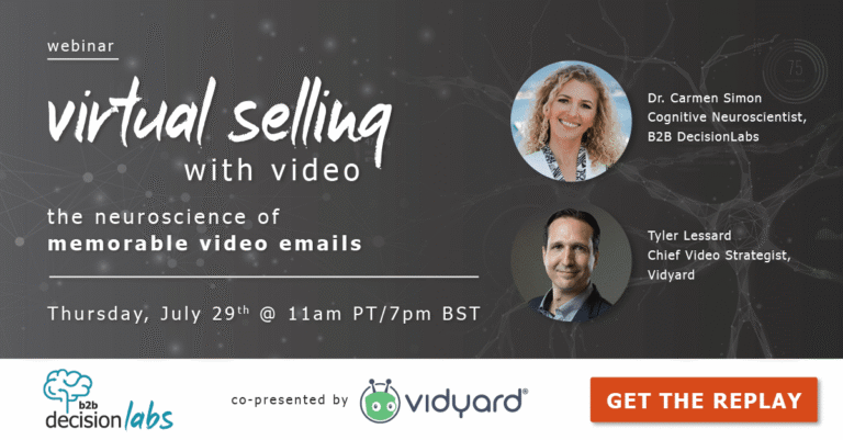 The Neuroscience of Selling with Video Email presented by Dr. Carmen Simon and Tyler Lessard - Webinar cover