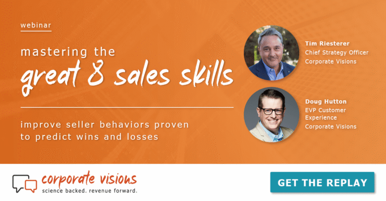 Mastering the Great 8 Sales Skills presented by Tim Riesterer and Doug Hutton - Webinar cover