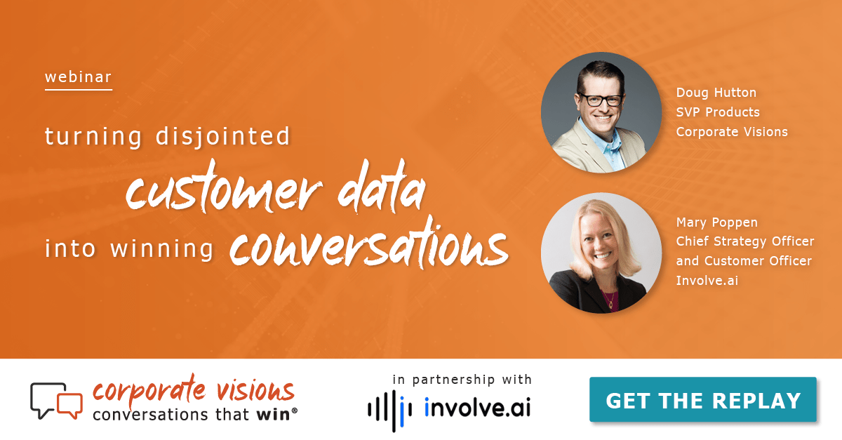 Turning Disjointed Customer Data into Winning Conversations presented by Doug Hutton and Mary Poppen - Webinar cover
