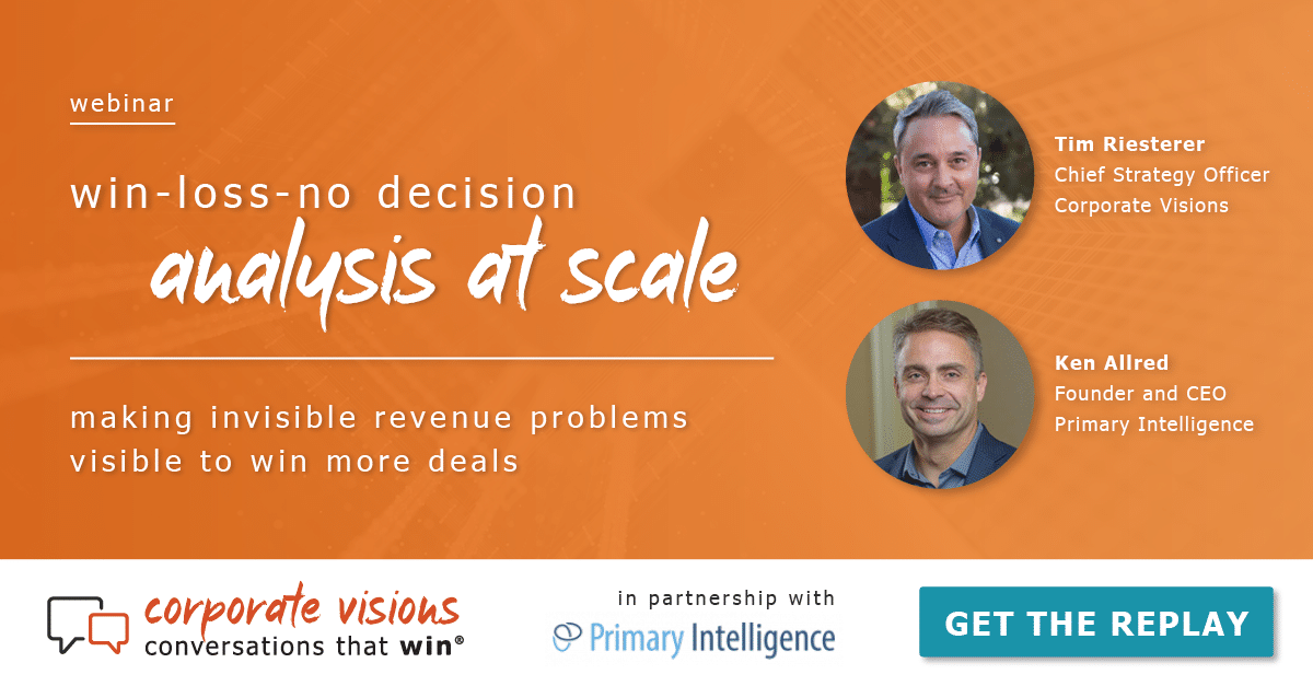 Win-Loss-No Decision Analysis at Scale presented by Tim Riesterer and Ken Allred - Webinar cover