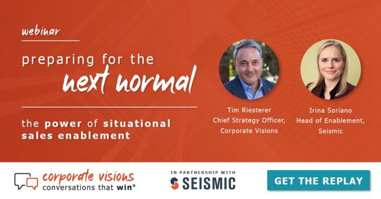 The Power of Situational Sales Enablement presented by Tim Riesterer and Irina Soriano - Webinar cover