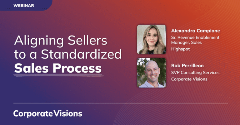 Aligning Sellers to a Standardized Sales Process presented by Alexandra Campione and Rob Perrilleon - Webinar cover
