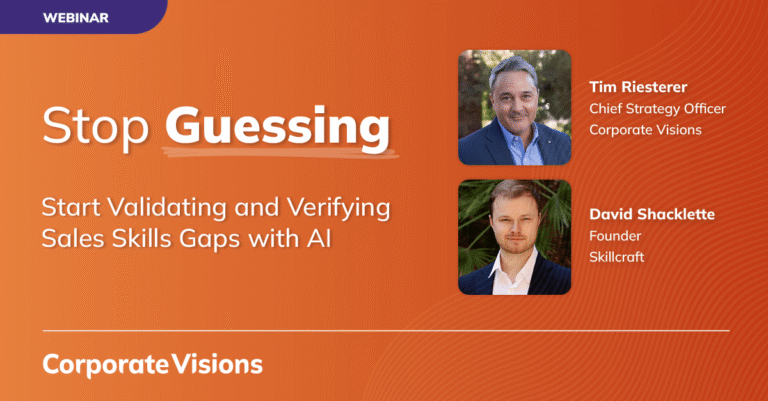 Stop Guessing. Start Validating and Verifying Sales Skills Gaps with AI - Webinar cover